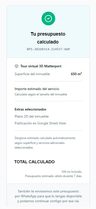 Paso 3: Recibe tu presupuesto al instante